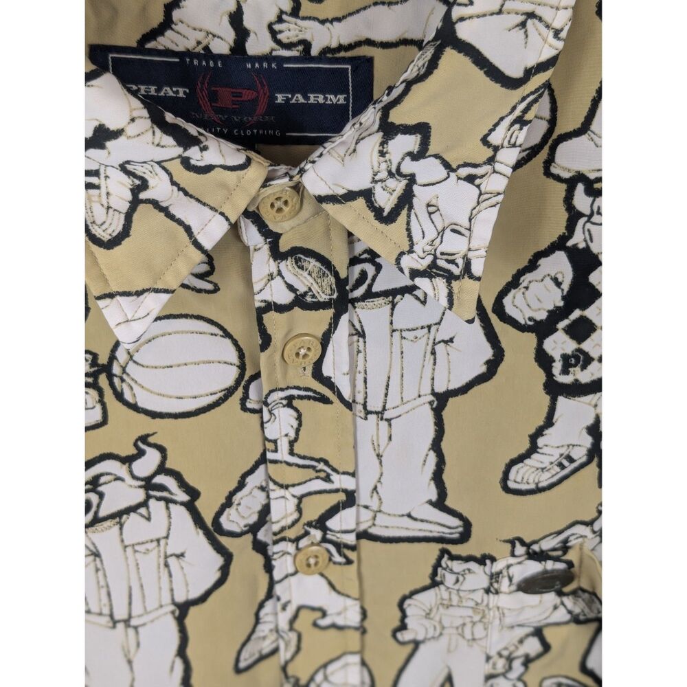 Vintage Phat Farm All Over Bull Print Short Sleeve Shirt Men's Size XXL/2XL - Picture 7 of 14